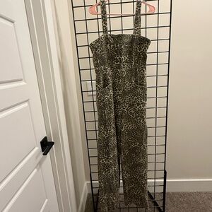 Leopard Print jumpsuit overalls with Pockets